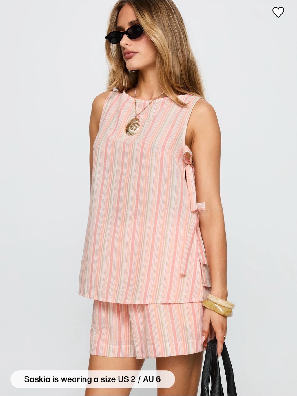 Princess Polly Pink Striped Sleeveless Top & Short Set